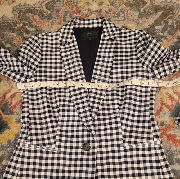 J. Crew Gingham Parke Blazer Jacket Navy Blue White Check Women's Size 0 L1908 - Picture 10 of 13